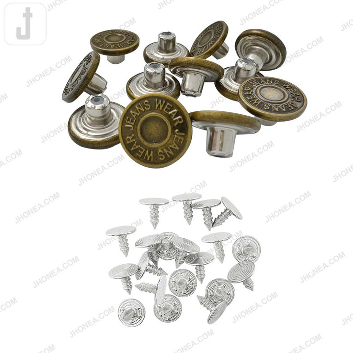 Antique Finish Metal Jeans Button for Denim Garments