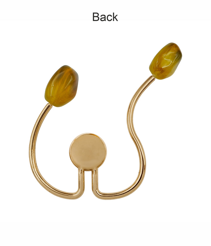 W-Shaped Curved Buckle with Amber-Colored Ends for Fashion Clothing