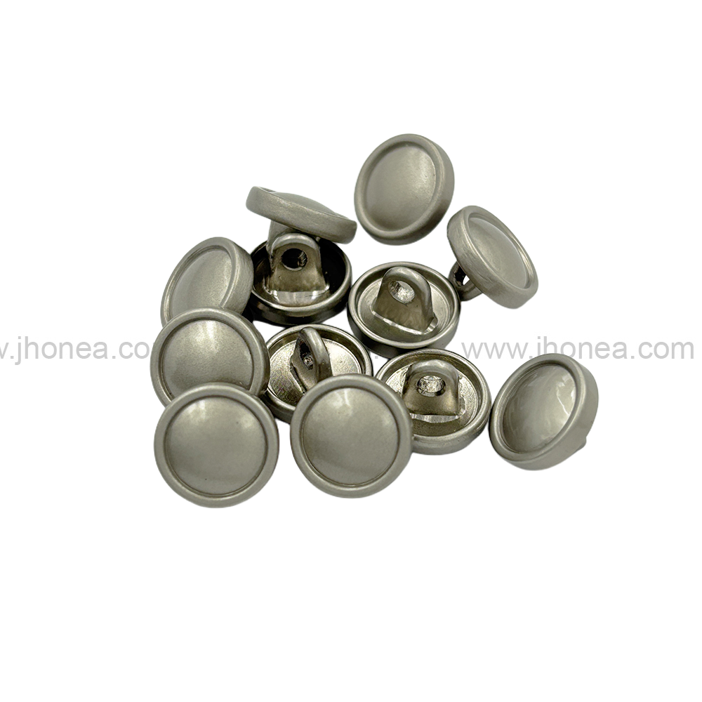 Simple & Basic Matte Silver Round Shape Hollow Back Shank Metal Button