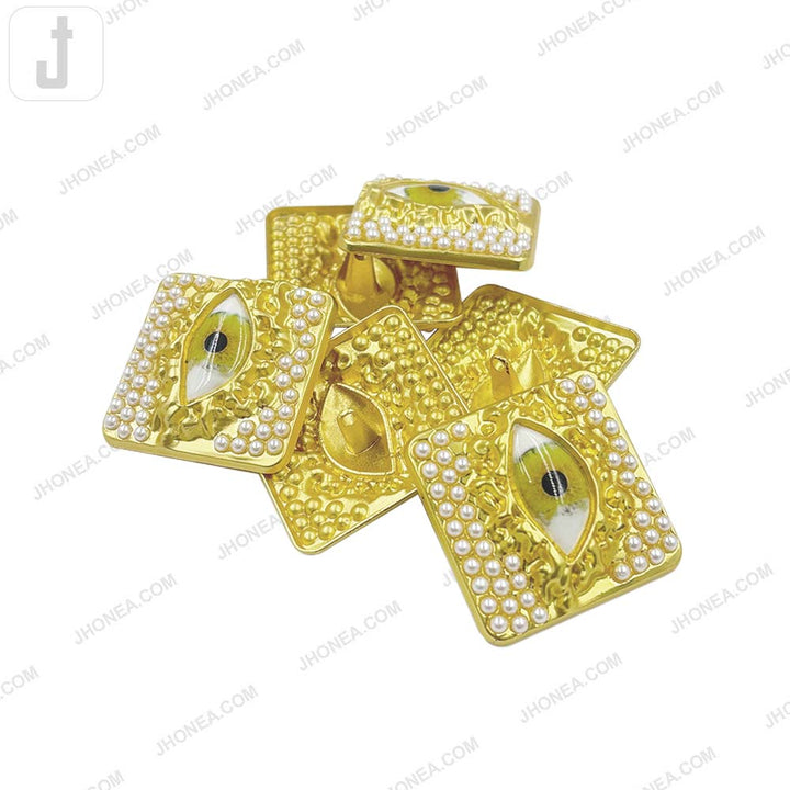 Statement Matte Finish Pearl Eye Designer Metal Button