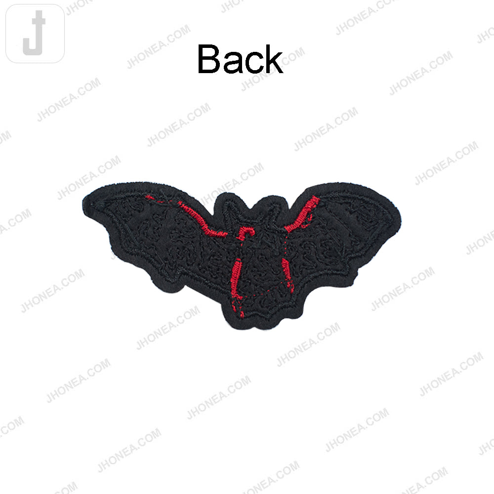 Black with Red Bat Shape Sequins Bird Patch for Clothing
