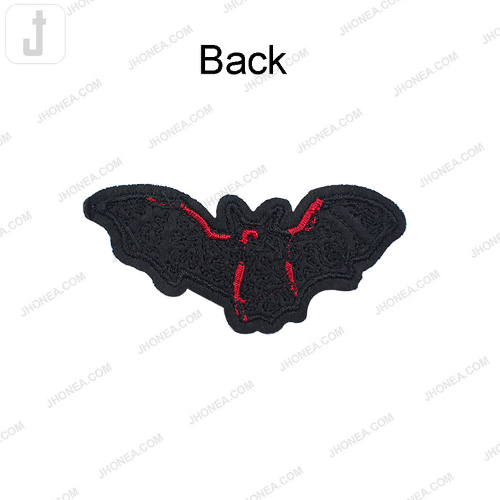 Black with Red Bat Shape Sequins Bird Patch for Clothing