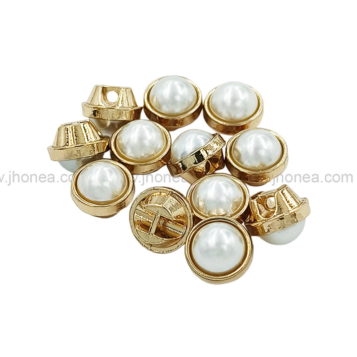 Shiny Round Shape Gold Pearl Shank Button
