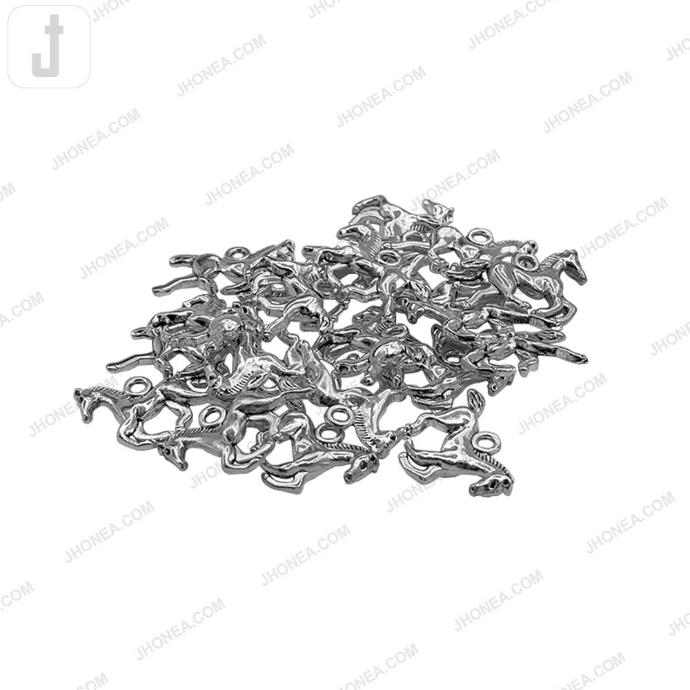 Exquisite Shiny Silver Horse Loop Metal Buttons