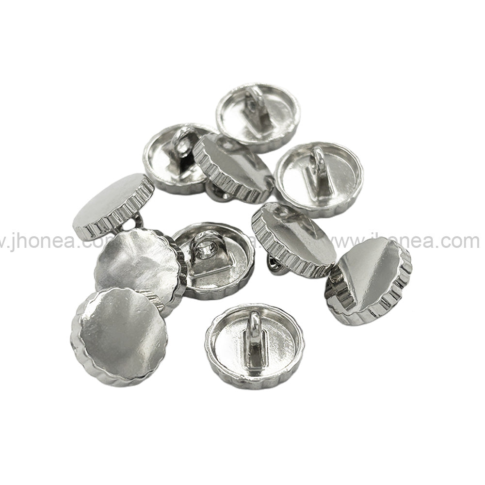 Shiny Silver Chrome Finish Fancy Shirt Metal Button