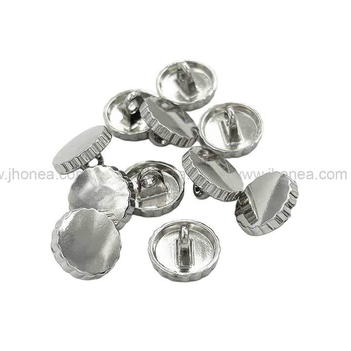 Shiny Silver Chrome Finish Fancy Shirt Metal Button