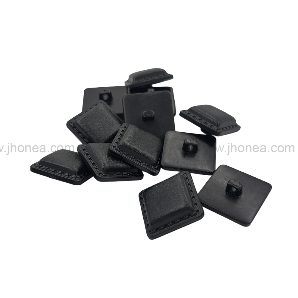 Square Shaped Classic Black ABS Plastic Back Loop Button