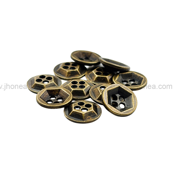 Solid Design Geometric Pattern 4-Hole Metal Shirt Buttons