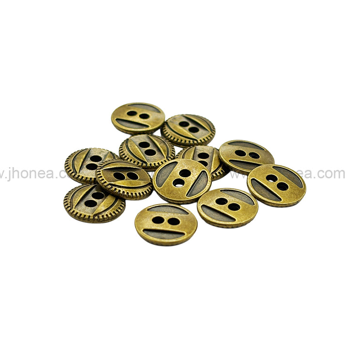 Western Style 2-Hole Round Shape Metal Button for Dresses