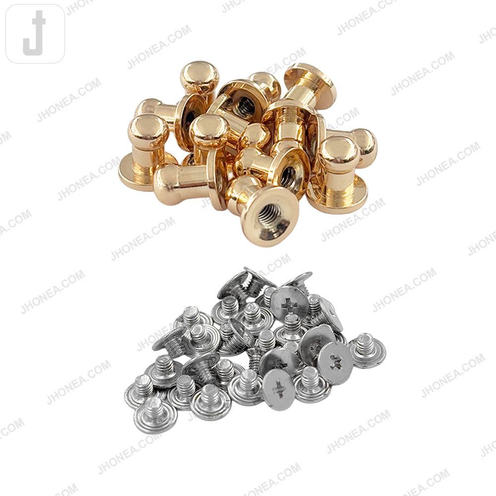 Versatile Shiny Gold  8mm Round Head Screw Metal Button Stud for Shirt/Bags/Belts