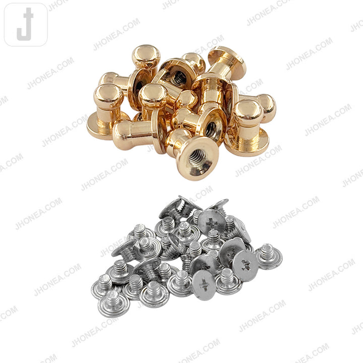 Versatile Shiny Gold  8mm Round Head Screw Metal Button Stud for Shirt/Bags/Belts