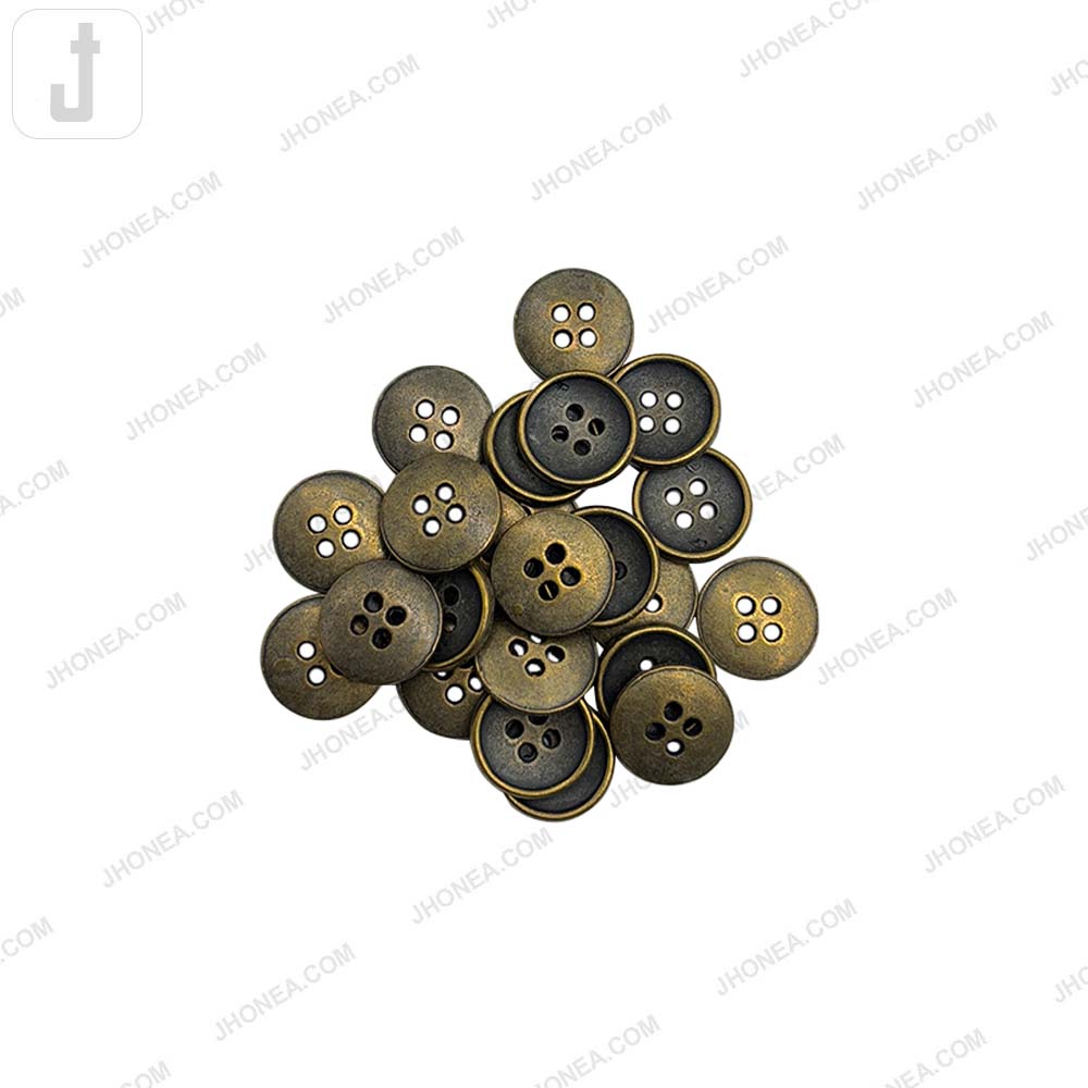 Round Vintage Style 4-Hole Metal Buttons for Sewing and Crafts