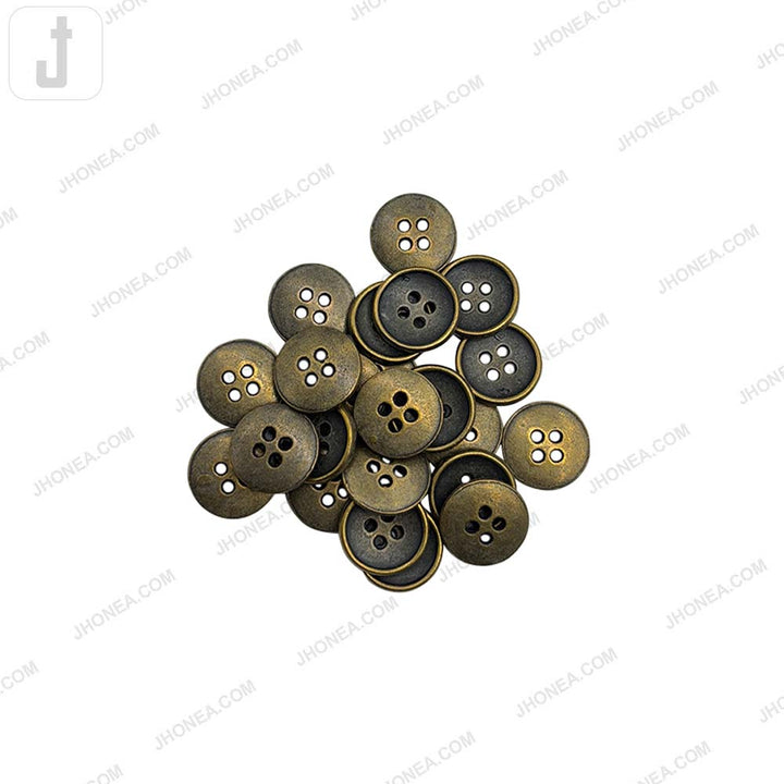Round Vintage Style 4-Hole Metal Buttons for Sewing and Crafts