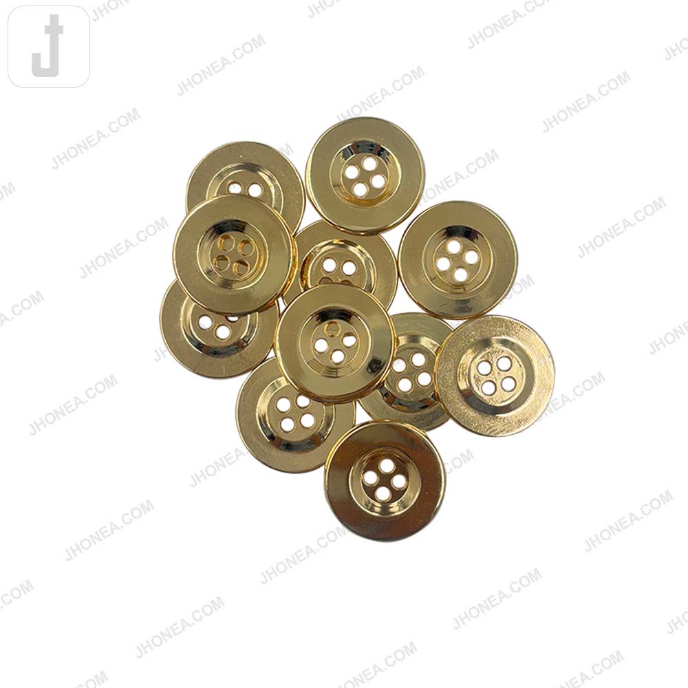 Premium Shiny Finish 4-Hole Hollow Metal Buttons for Jackets/Coats/Blazers