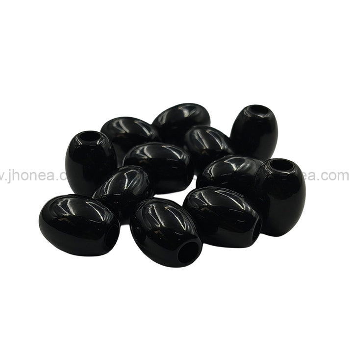 Unique Black and White Oval Polyester Beads for Creative Jewelry Designs