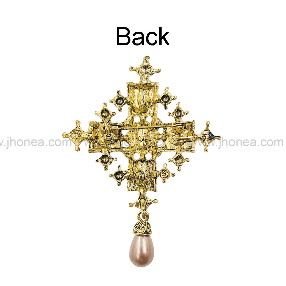 Beautiful Vintage Multicolour Diamond & Pearl Brooch Pin