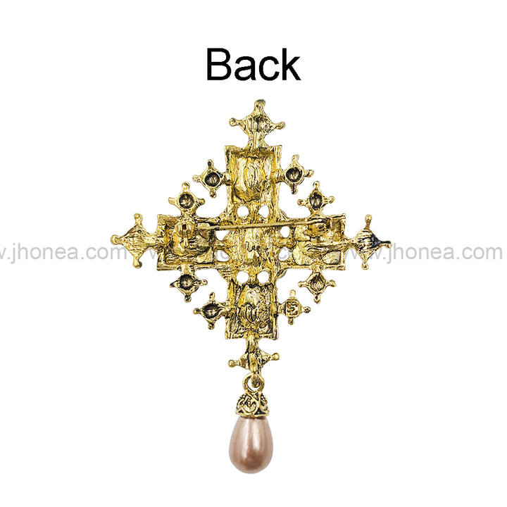 Beautiful Vintage Multicolour Diamond & Pearl Brooch Pin