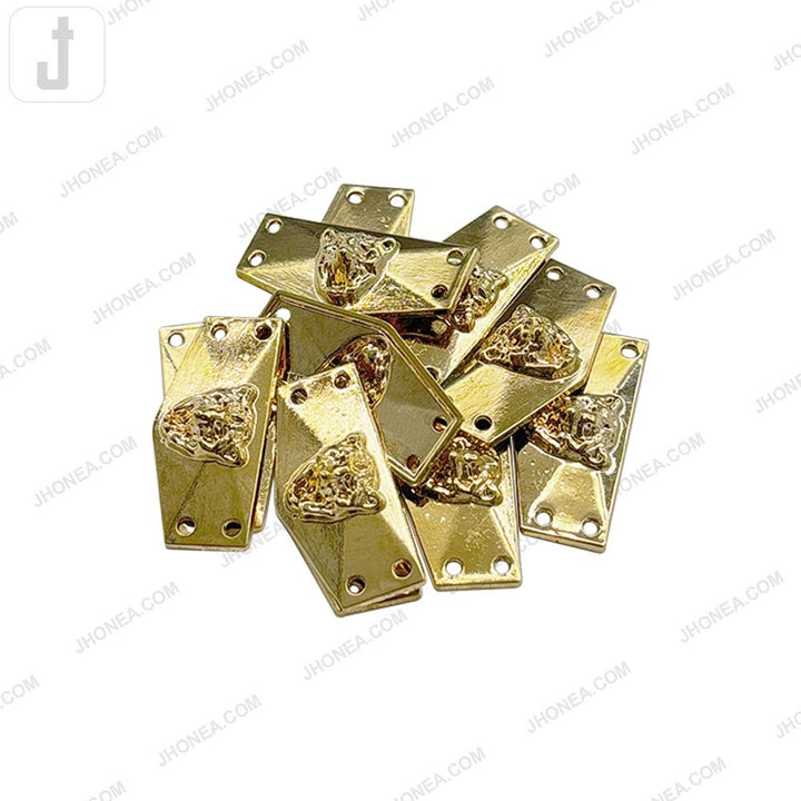 Eye-Catching Shiny Gold Leopard Head Decorative Fashion Accessory