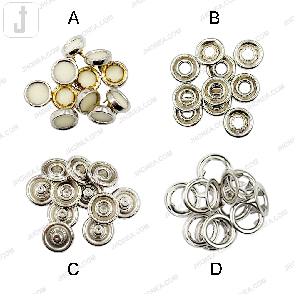 Shiny Finish 12mm Solid Brass 4-Part Prong Snap Fastener Button