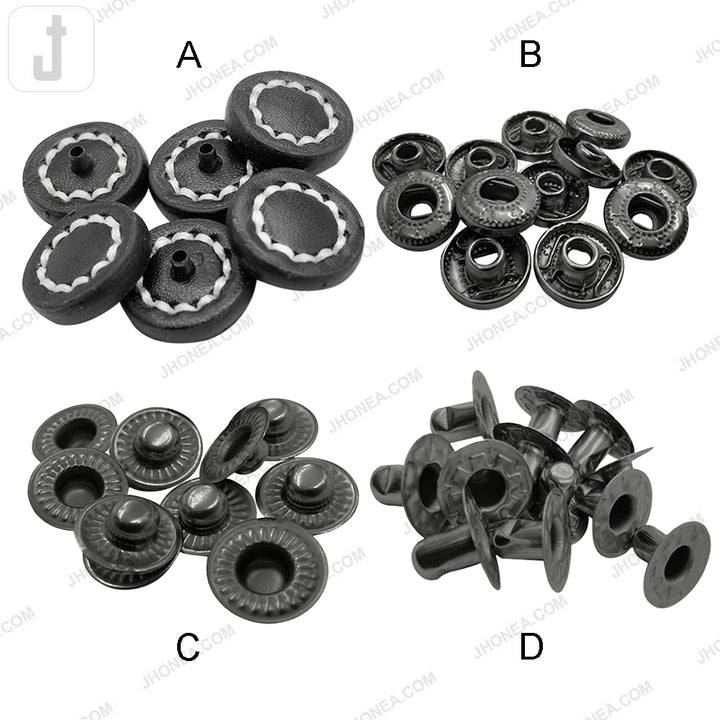 20mm Decorative PU Leather 4-Part Snap Buttons