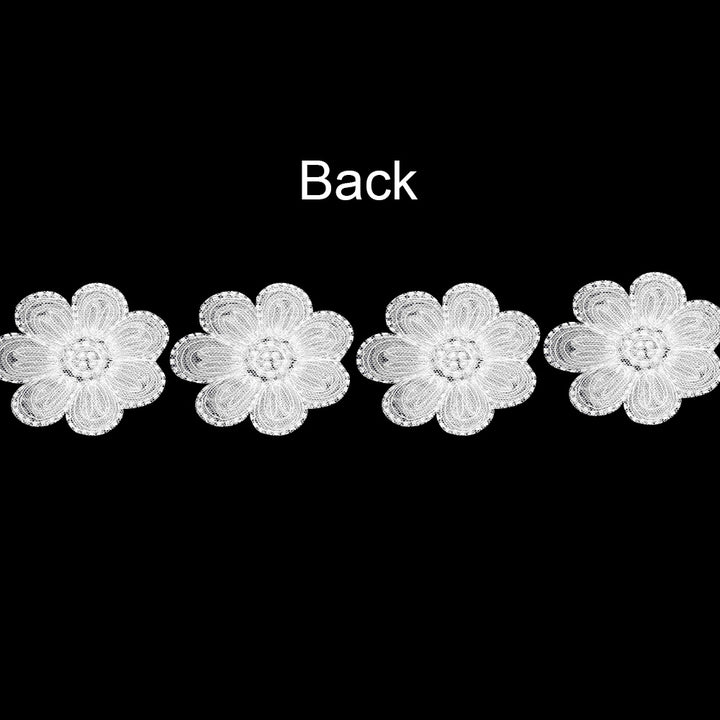 Exquisite Dyeable Mesh Beaded Flower Lace Applique for Dresses & Bridal Wear