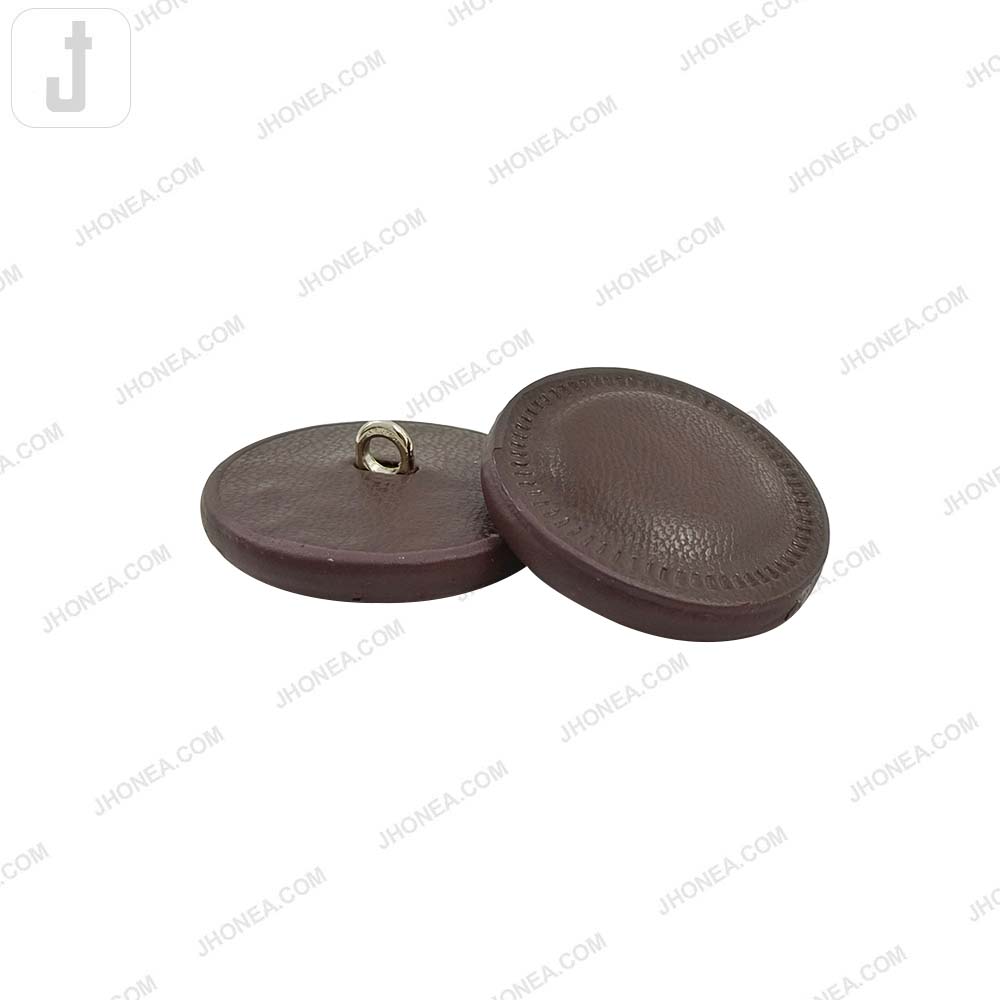 30mm Round PU Leather Down Loop Button for Garments and Accessories