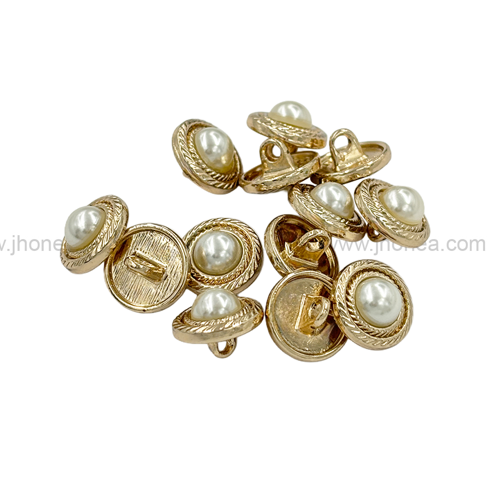 Round Shape Pearl Metal Button with Downhole Loop