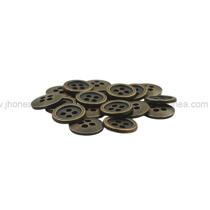 12mm(20L) Classic Antique Brass Finish 4-Hole Shirt/Kurta Metal Buttons