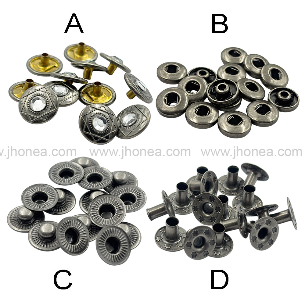 Elegant Diamond Solid Brass 4-Part Snap Buttons