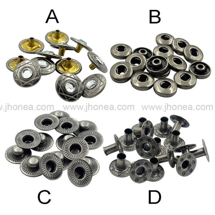 Elegant Diamond Solid Brass 4-Part Snap Buttons