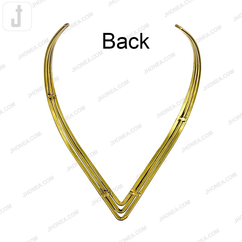 Elegant Geometric V-Shaped Brass Necklace Open Collar Choker for Women
