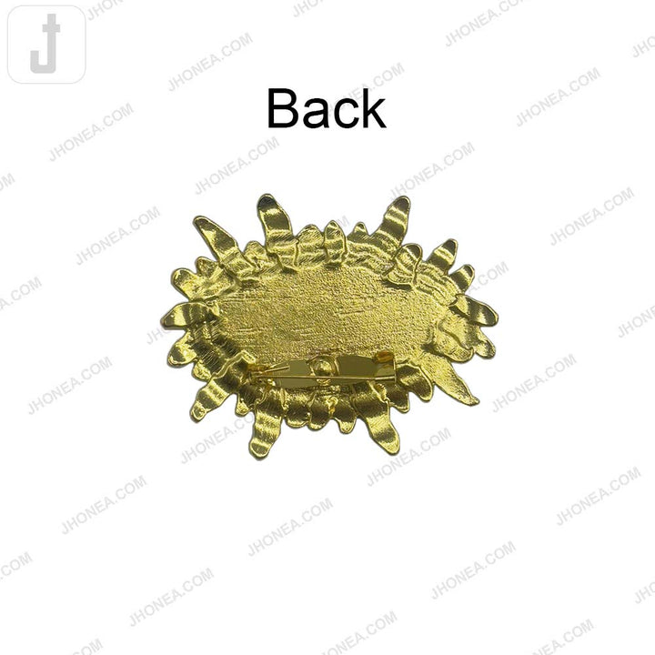 Artistic Gold Finish Blue Eye Enamel Brooch Pin