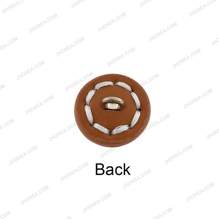 17mm Black and Brown PU Leather Downhole Loop Buttons