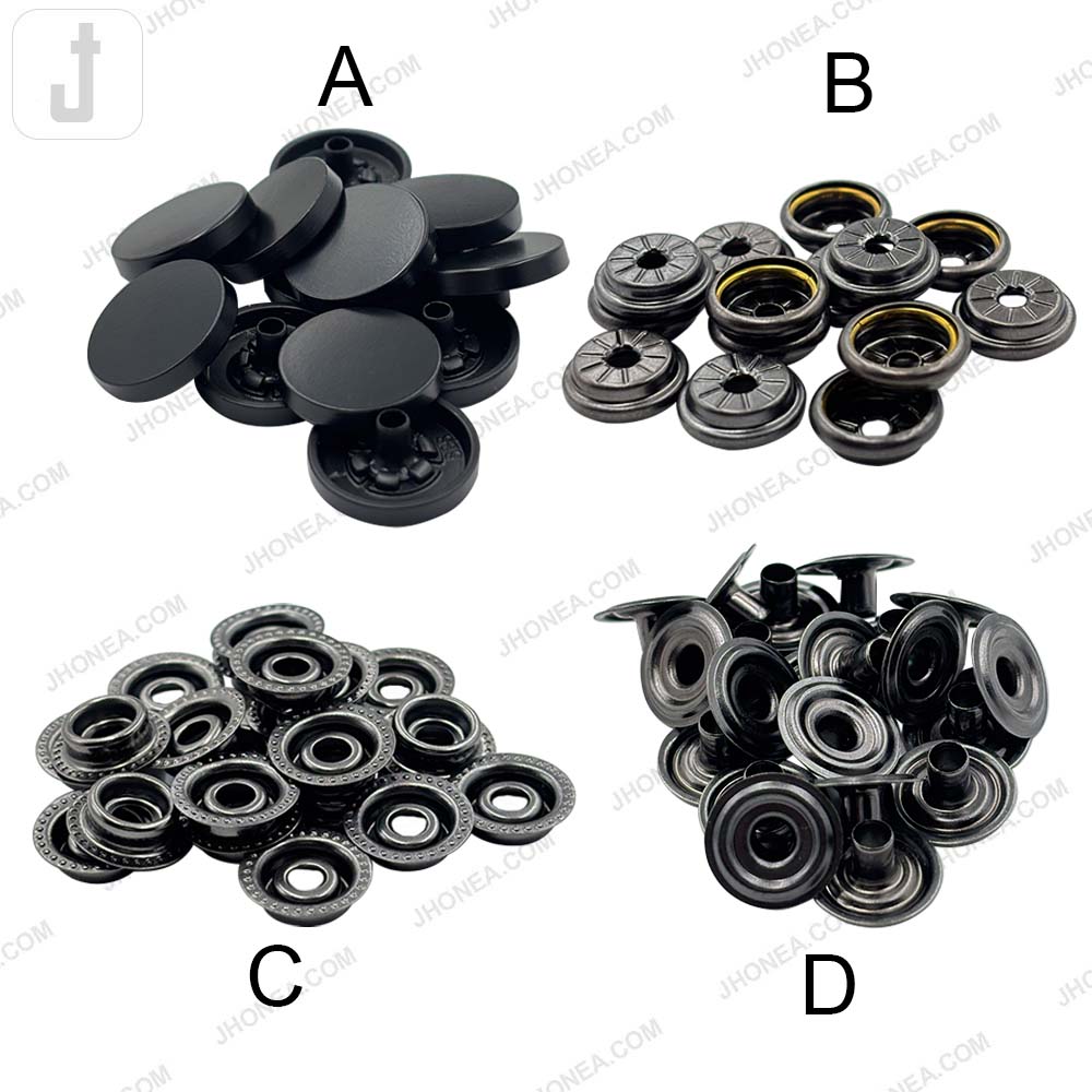 Premium Smooth Flat 4-Part Metal Snap Buttons for Garments & Leather