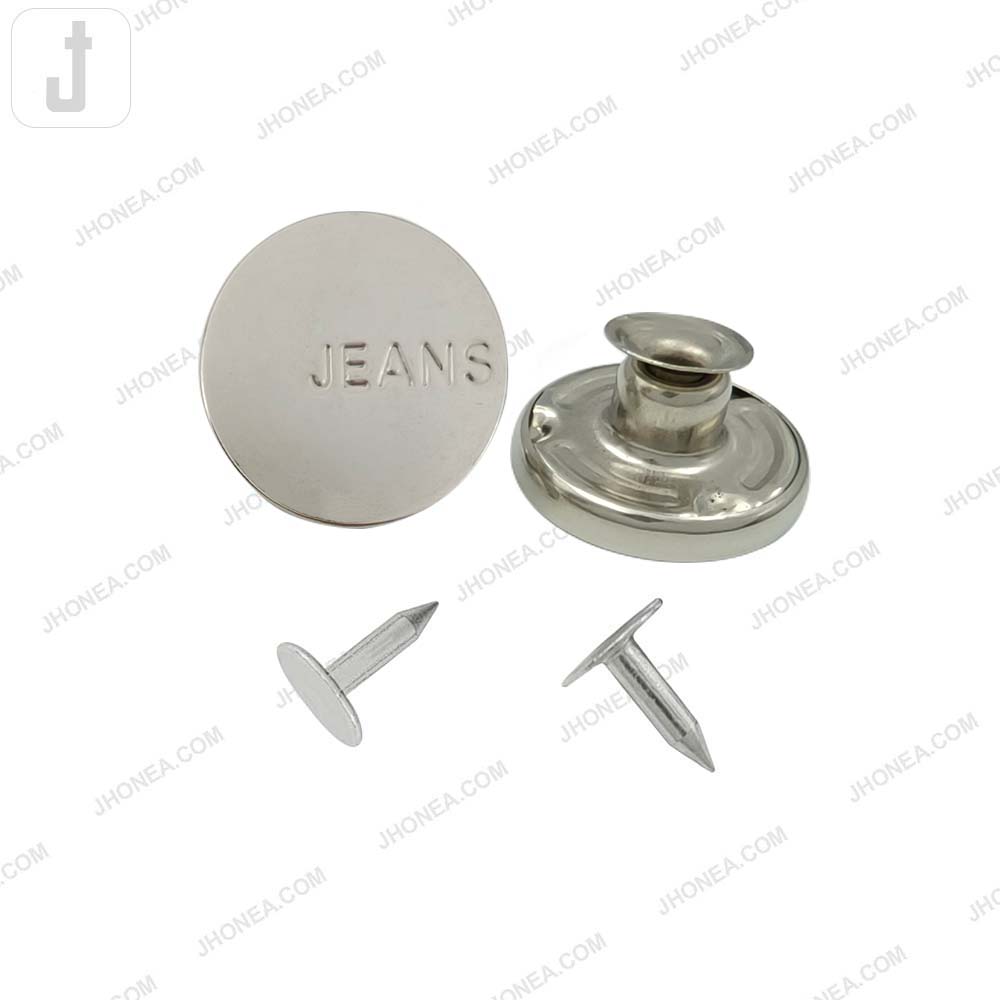 Engraved Shiny Finish Metal Jeans Buttons for Denim Pants