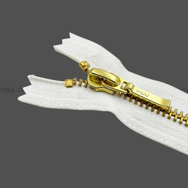 YKK- #5 Quality Designer Gold with Black/White YKK Metal Zipper for Jackets