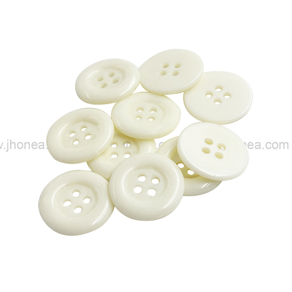 Classic Off-White Round Shape 4-Hole Polyester Buttons