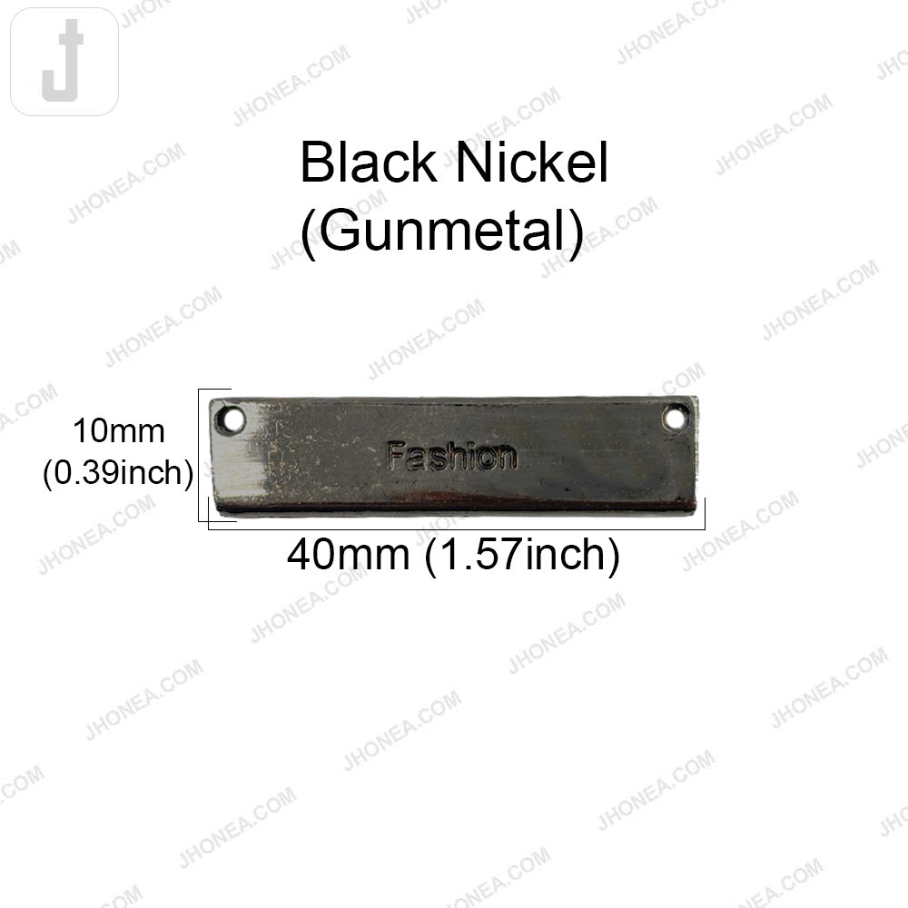 Durable Black Nickel (Gunmetal) Finish Fashion Metal Tag for Bags