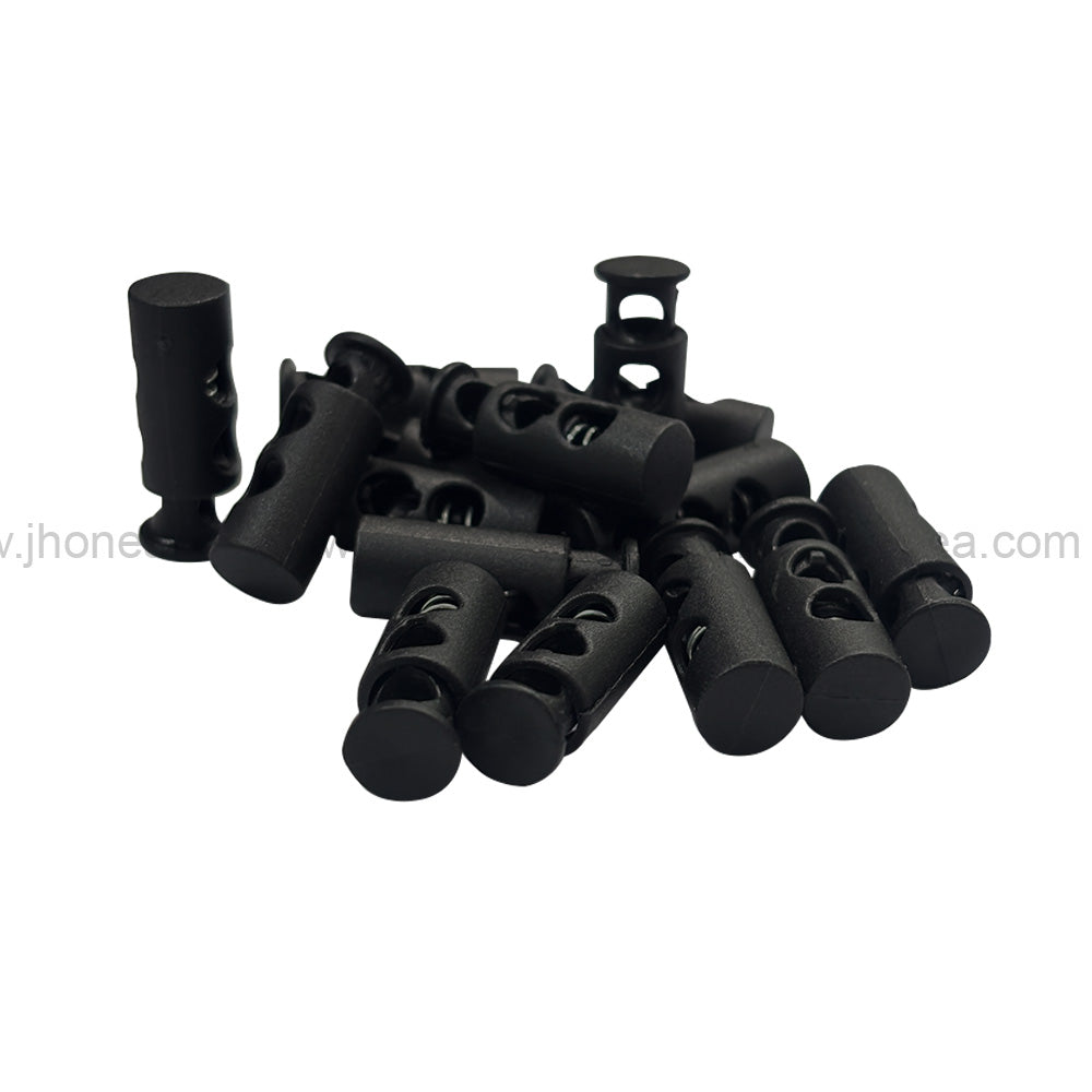 Matte Black Two-Hole Spring Plastic Cord Lock for Hoodies