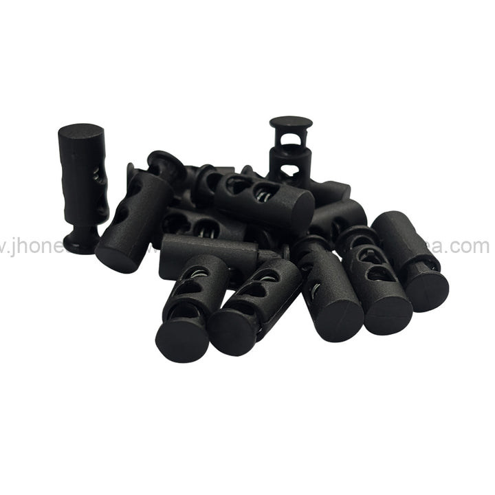 Matte Black Two-Hole Spring Plastic Cord Lock for Hoodies