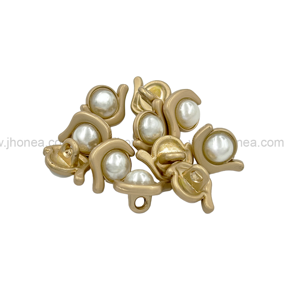 Matte Gold Decorative Pearl Button with Downhole Loop