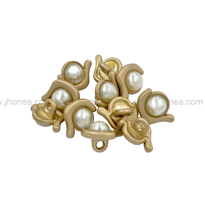 Matte Gold Decorative Pearl Button with Downhole Loop
