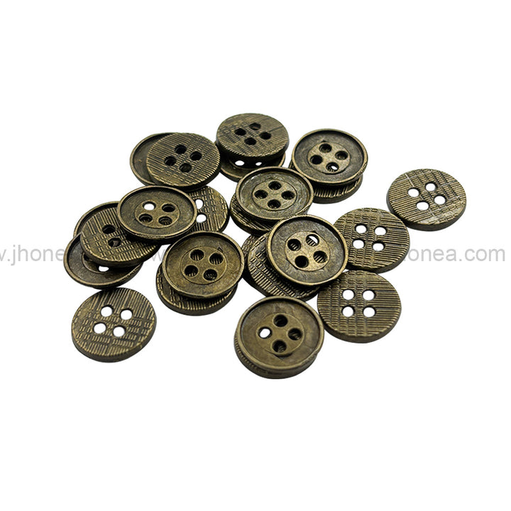Textured 4-Hole Round Shape Reversible Metal Buttons