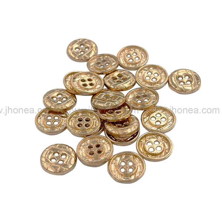 Engraved Design Round Shape 4-Hole Shirt Metal Buttons