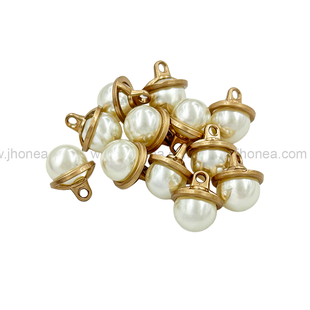 Matte Gold & Matte Silver Round Shape Pearl Metal Button