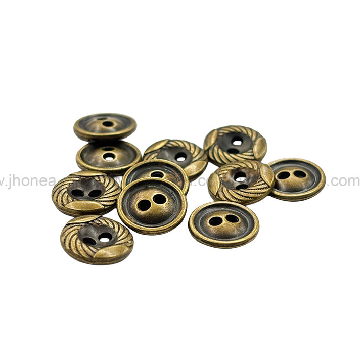 Engraved Rounded Rim 2-Hole Round Shape Shirt/Kurta Buttons