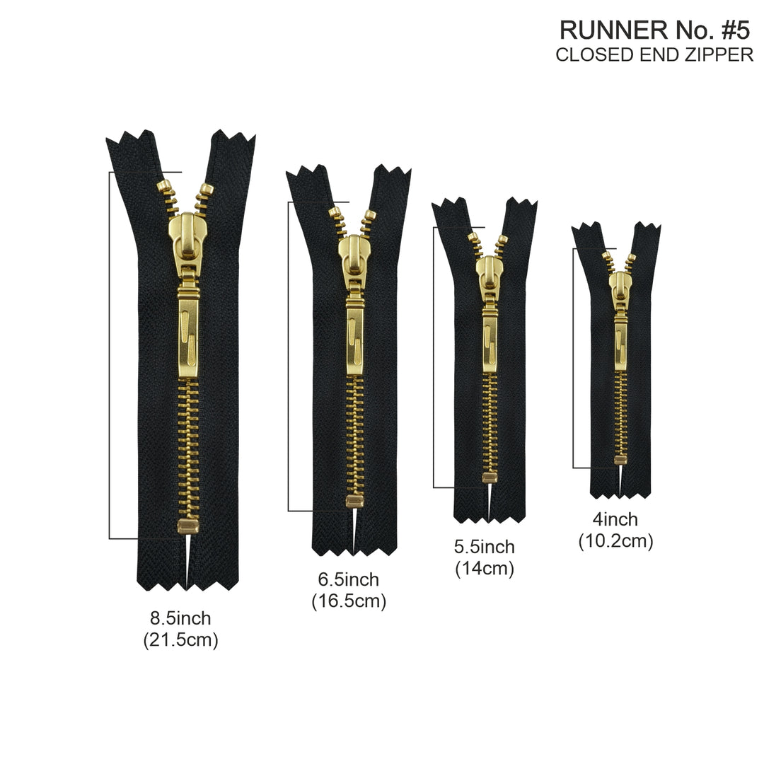 YKK- Exclusive #5 Gold with Black/White Designer YKK Metal Zipper