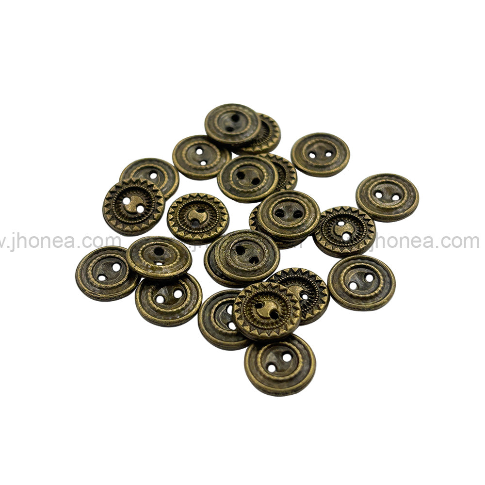 Vintage Style Engraved Textured Metal 2 Hole Shirt Buttons