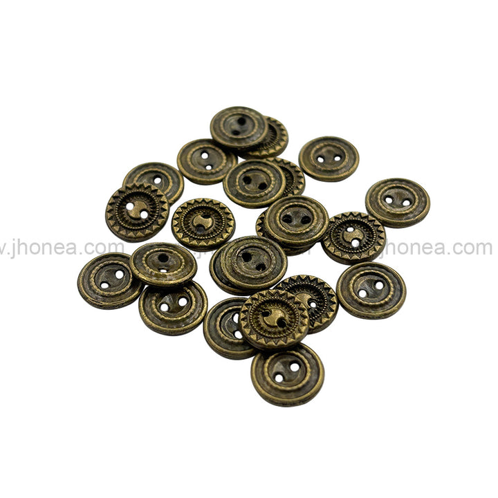 Vintage Style Engraved Textured Metal 2 Hole Shirt Buttons