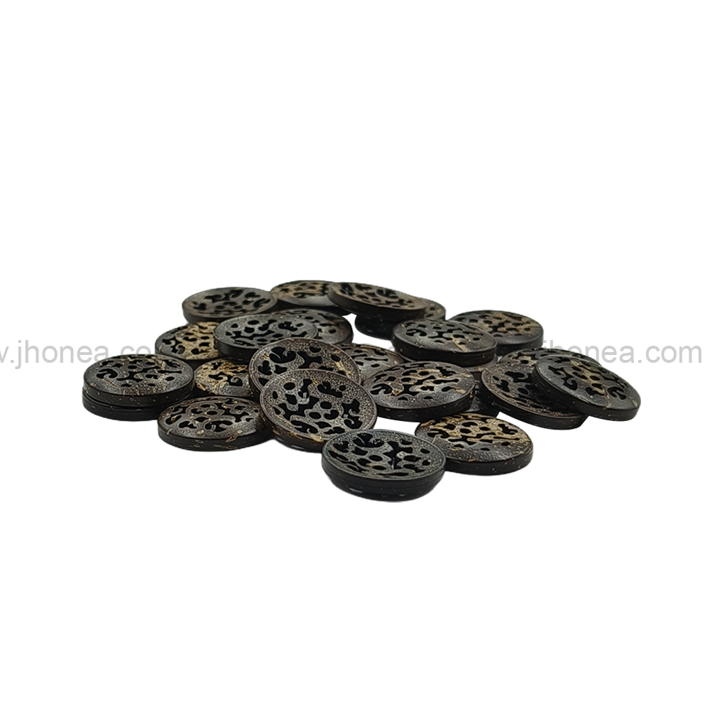 Beautiful Round Shape 2-Hole Cutwork Design Coconut Shell Buttons